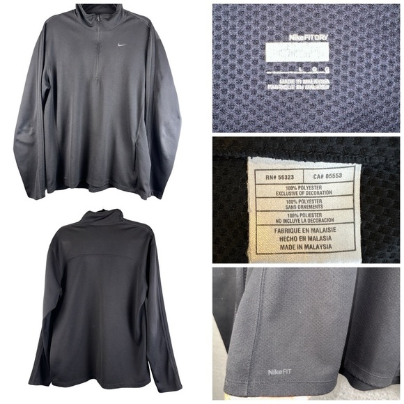 Nike Fit Dry Half Zip Mock Neck Sweatshirt Black Athletic Pullover Size Large - Picture 1 of 12